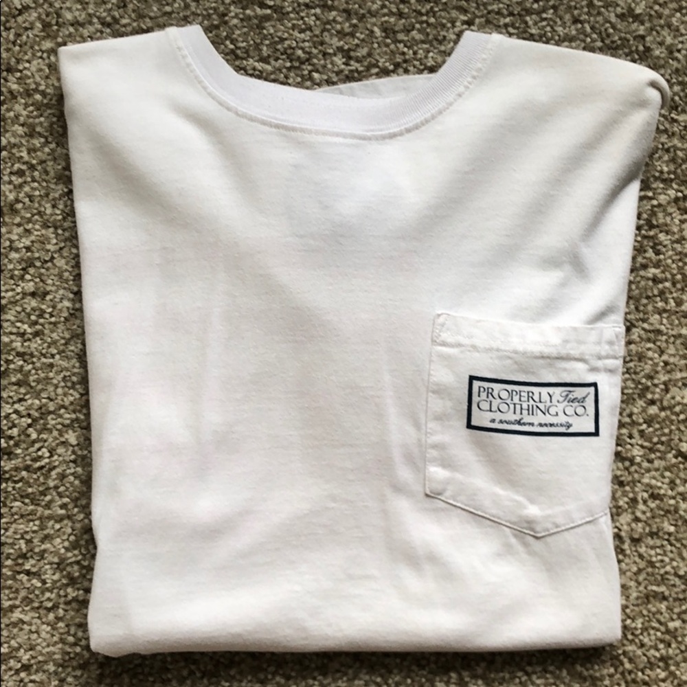 White Properly Tied T-shirt with American flag